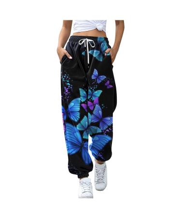 WILLBEST Women's Activewear Trousers Straight Leg Yoga Pants Drawstring Oversized Tracksuit Bottoms Running Exercise Cycling Jogger Causal Work Lounge Pant 1511-djufh-a-blue M
