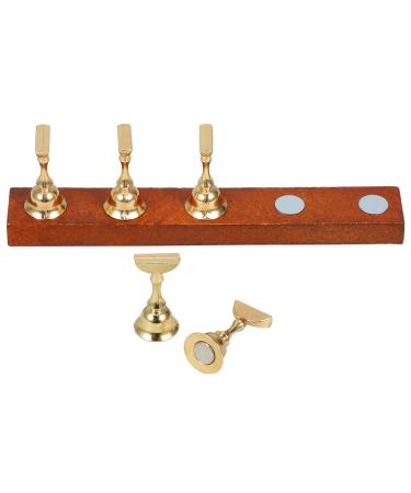 Baluue Nail Practice Stand Wood Nail Tip Art Display Stand Holder Manicure Tool with Reusable Putty Clay for Salon