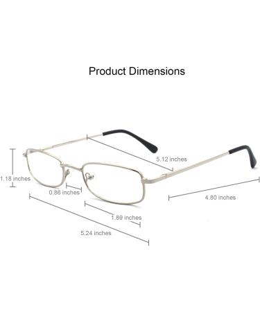 Classic Rectangular Metal Reading Glasses 3-Pack for Men & Women - Multi-Colored Silver 2.25x - International Shipping Available - Buy Online on GoSupps.com