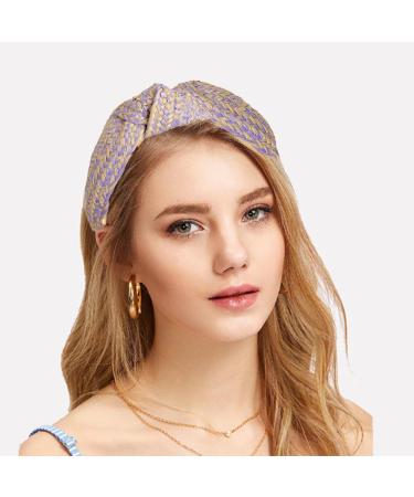 Bohemian Purple Raffia Straw Headband: Stylish Wide Hairband for Girls - Buy Online on GoSupps.com