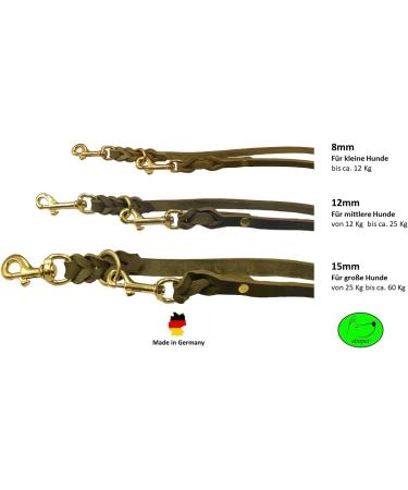 Shop Premium Adjustable Dog Liner - Fat Leather & Brass for Small & Large Dogs | 3.50m x 15mm Olive Green | Durable & Stylish - Buy Online on GoSupps.com