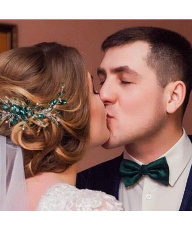 Anglacesmade Bridal Green Crystal Hair Comb Emerald Hair Vine Malachite Green Wedding Headpiece Prom Party Festival Hair Accessories for Women and Girls (Gold) - Buy Online on GoSupps.com