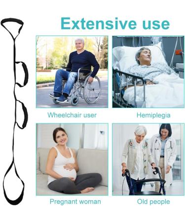 35-44 Inch Long Leg Lifter Strap Multi-Loop Adjustable Mobility Leg Raiser Aids for Wheelchair Bed Car Couch Hip & Knee Replacement Aids Leg Lifter Strap With Padded Hand Grip for Elderly Black - Buy Online on GoSupps.com