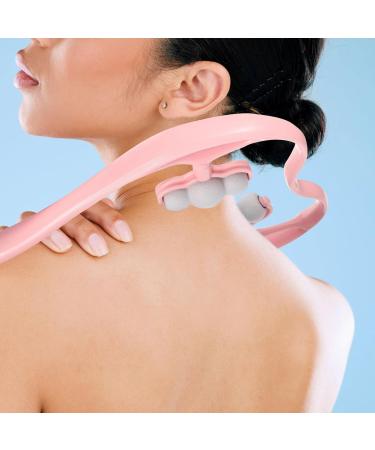 Premium Combined Manual Neck and Back Massage Device - Roller Massager for Cervical Spine - Portable ABS Shoulder Roller - 36x16cm Pink - Buy Online on GoSupps.com