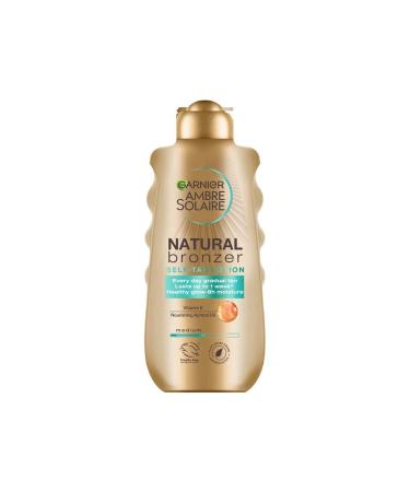 Garnier Ambre Solaire Natural Bronzer Self Tan Lotion Natural & Streak Free Fake Tan with Apricot Oil & Vitamin E Gradual Tan that Lasts Up To 1 Week Approved by Cruelty Free International 200ml