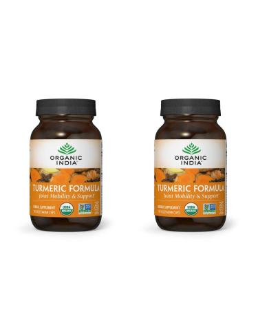 ORGANIC INDIA Turmeric Curcumin Herbal Supplement - Immune System Support Healthy Inflammatory Response Whole Root Supplement Organic Trikatu USDA Certified Organic Non-GMO - 90 Capsules 2 Pack
