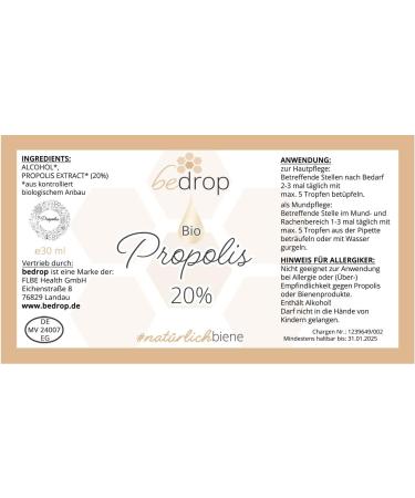 Organic Propolis Drops 20% - High Dose Pure Propolis Extract - Organic Quality No Additives - 30ml from Beekeeper - Buy Online on GoSupps.com