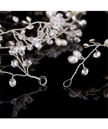 Bridal Wedding Hair Accessories Set - Pearl and Crystal Beads Hair Vine Headband with Rhinestone Pins - Silver Jewelry Headpiece for Brides and Bridesmaids - Buy Online on GoSupps.com