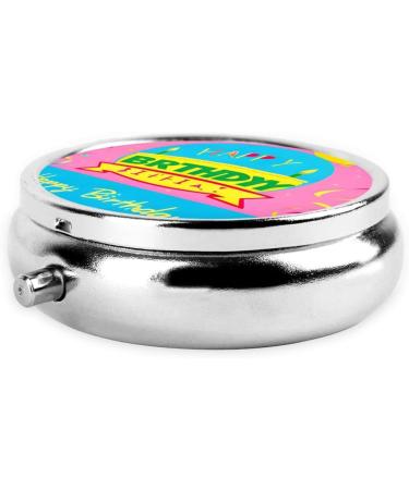 Happy Birthday Balloon Round Pill Box | 3 Compartment Portable Travel Organizer for Medications - Buy Online on GoSupps.com
