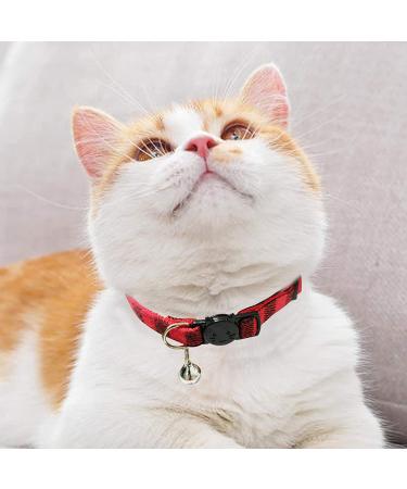 MJIYA Red Grid Dog and Cat Collar with Bell | Adjustable Plastic Buckle | Medium Size - Buy Online on GoSupps.com