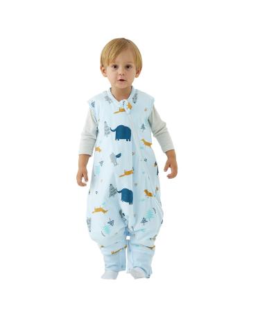 Duomiaomiao Winter Sleeping Bag with Legs 2.5 Tog Baby Sleeping Bag with Feet Cotton Toddler Sleeping Bag Baby Sleeveless Wearable Blanket Breathable for Unisex Girls Boys 85cm / baby height 90-100cm 2.5tog New Elephant Forest