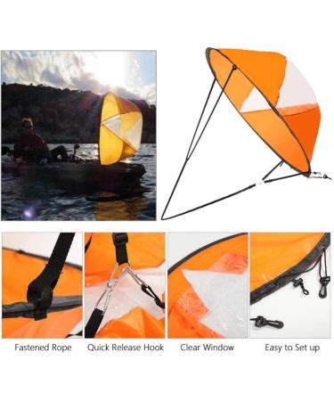 Vbest Life 42 Kayak Wind Sail Kit with Clear Window - Foldable Downwind Paddle for Kayaks, Canoes, Inflatable Boats, Paddle Board | Orange - Buy Online on GoSupps.com