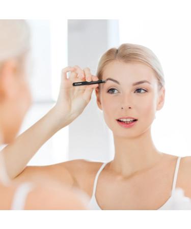 Remboh Slant Tweezers - Stainless Steel Professional Eyebrow Tweezers (Black, Pack of 2) - Buy Online on GoSupps.com