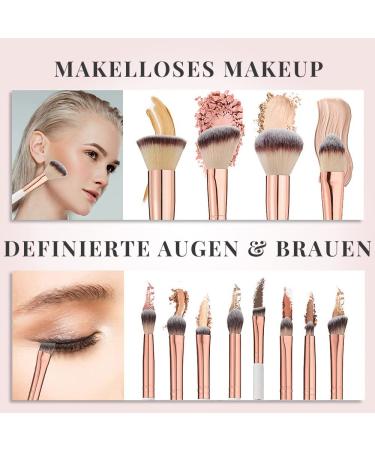 12-Part Rose Gold Makeup Brush Set | Foundation Powder & Eye Brushes with Chic Marble Storage Bag | Lily England Professional - Buy Online on GoSupps.com