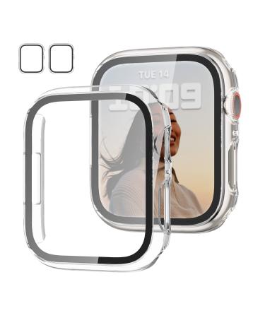 2 Pack Case with Tempered Glass Screen Protector for Apple Watch Series SE(2022) 6/5/4 40mm JZK Slim Guard Bumper Full Coverage Hard PC Protective Cover HD Ultra-Thin Cover for iWatch 40mm Clear Clear/Clear 40mm