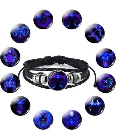 TURSHI Signs Spirit Bracelet 12 Constellation Handmade Bead Woven Multilayer Leather Bracelet Handmade Multilayer Adjustable 12 Constellation Bracelets Glow In The Dark Bracelet for Women Men _Redo