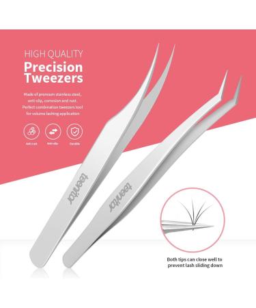 Teenitor 2-Piece Professional Stainless Steel Eyelash Extension Tweezers Set Dolphin-Shaped & Curved Pointed Tips for Precision Nipping - Buy Online on GoSupps.com