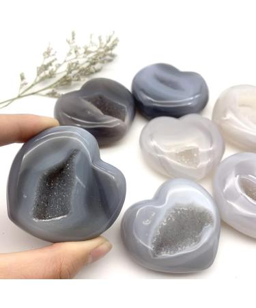 Room Decoration Gemstones for Decoration Natural Geode Agate Heart-Shaped Cluster Handmade Raw Quartz Carved Polished Decoraction Decor Stones Aura Crystal (Size : 55-65mm) - Buy Online on GoSupps.com