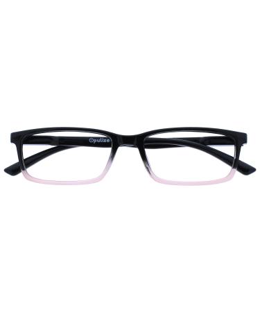 Opulize sea glasses Blue light filter narrow frame spring hinges improve the sleep computer glasses gaming anti-reflective men B9 +2.00 diopters black to pale pink
