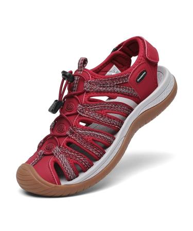 DANNTO Sandals Women Trekking Sports Sandals Outdoor Sandals Closed Rubber Hiking Sandals Summer for Travel 41 EU Pink