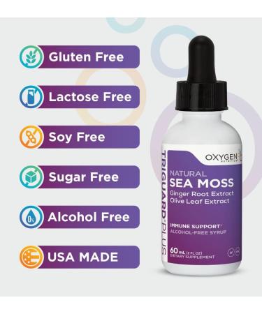 TriGuard Plus Sea Moss - Irish Sea Moss Olive Leaf & Ginger Root Extract Tincture 2 fl oz - Thyroid, Digestion, Immune Support & Energy Boost - Alcohol-Free & Non-GMO - Buy Online on GoSupps.com