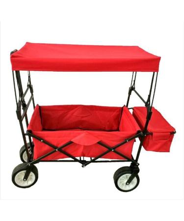 Foldable Utility Wagon Collapsible Sports Outdoor Cart with Removable Canopy Large Capacity and Tilting Handle for Camping Beach Sporting Events Concerts Shopping - Buy Online on GoSupps.com