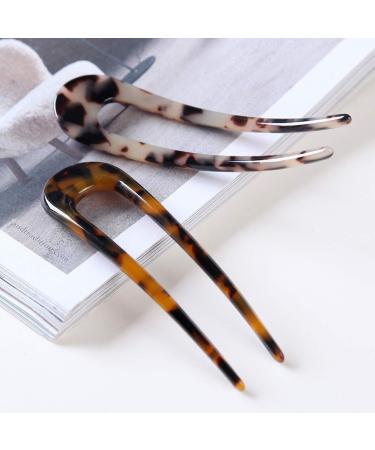 2 Pack Celluloid U-Shape Hairpins - French Style Hair Forks for Women & Girls - Ivory Tokyo - Buy Online on GoSupps.com