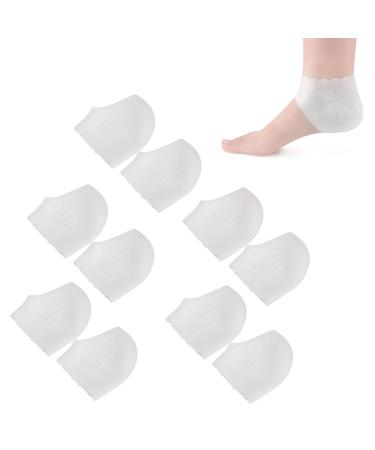 5 Pair Heel Protectors for Shoes Moisturizing Heel Socks Heel Pads Cushion Protectors Moisturizing Heel Protective Cover Wrap for Women to Heal and Treat Dry Cracked Heels(White)