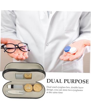 Buy Sewoart 1 Set Versatile Glasses Case | Travel Size PU Leather Showcase for Glasses & Colored Contacts | Includes Mirror | 15.8x7.4cm - Buy Online on GoSupps.com