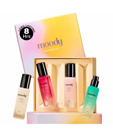 Mood'y Premium Perfume Gift Set for Women | Eau De Parfum | Long Lasting EDP Fragrance Scent Up To 8 Hours | Birthday Gift for Women | Strawberry Tropical Vanilla Perfume Gift for Women 4x20ml.