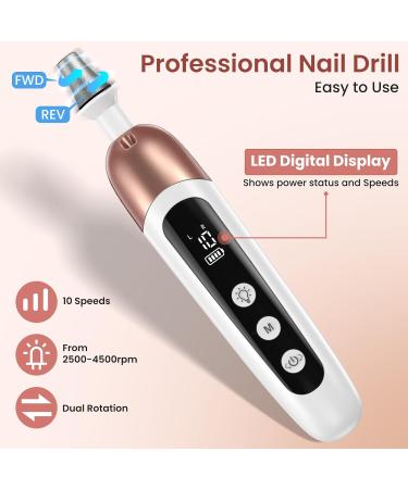 Nail Drill Cordless Pedicure Sets for Feet Electric Nail File Rechargeable Manicure Set for Women 10 Speed Nail Files Electric Nail Drill E File for Gel Nail Thick Toe Nails Gifts for Girl Mum - Buy Online on GoSupps.com