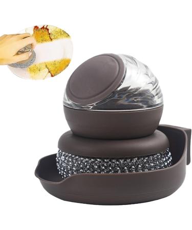 Dish Brush with Soap Dispenser - Dishwashing Brush with Soap Dispenser Heavy Duty Dishwashing Brushes Replaceable Brush Head Stain Removal Brushes Kitchen Dish Scrub Brush Brown - Buy Online on GoSupps.com