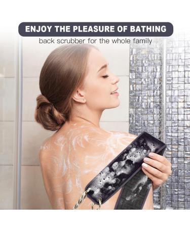Uraqt Back Scrubber - Double-Sided Peeling Washcloth for Shower | Navy Blue Body Exfoliator with Handles - Buy Online on GoSupps.com