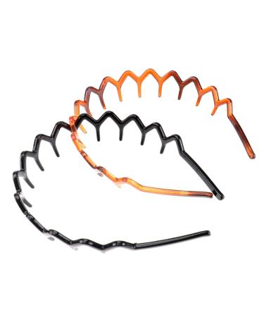 Lurrose set with 2 plastic hair tires in shark tooth optics non-slip hair bands accessories for women and girls 1 black + 1 brown hair tires