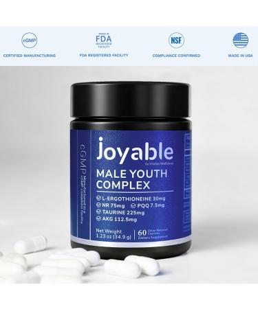 joyable by VitaSol Wellness - Male Youth Complex Cellular Energy & Healthy Aging Support Supplement with NR, PQQ & Ergothioneine | 60 Capsules - Buy Online on GoSupps.com