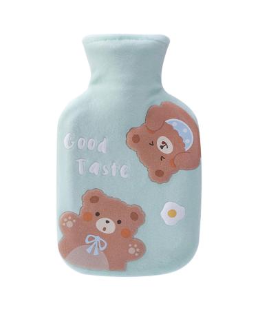 Bncxdc Hot Water Bottle Hot Water Bag Durable Rubber Mini Bear Water Bag with Removable Cloth Cover Strong Sealing for Keep Warm Hands Neck Back Abdomen and Waist (Green 350ml) Bear-Green