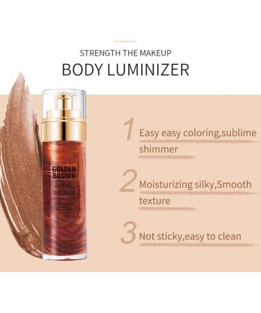 Body Shimmer Oil Golden Brown Body Oil Body Liquid Luminizer Bronzing Drops Body Glow Shimmer Moisturiser Body Highlighter Glitter Body Lotion Body Glow Oil Non-Sticky Gold Highlighter Makeup - Buy Online on GoSupps.com