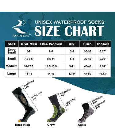 Randy Sun Waterproof Unisex Hiking/Trekking/Ski Socks - 4 Pairs (Medium) Sky & Black - SGS Certified, Breathable, Ultra-Thin - Buy Online on GoSupps.com