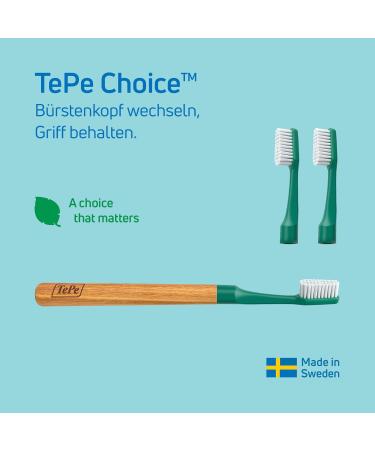 TEPE Choice Soft Toothbrush - 1 Wooden Handle & 3 Brush Heads for Effective Plaque Removal | International Shipping Available - Buy Online on GoSupps.com