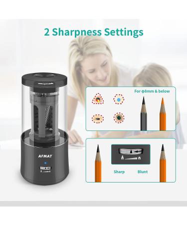 Electric Pencil Sharpener  AFMAT Regargeable Pencil Sharpener Hands-Free  Fully Automatic Pencil Sharpener for 6-7.8mm Colored Pencils  Fast Sharpening  No Uneven Tips  Ideal for Short Pencils Black - Buy Online on GoSupps.com