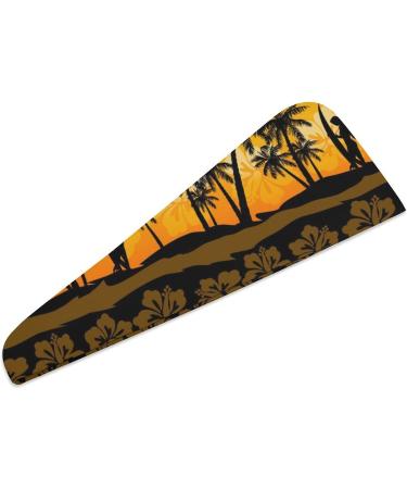 Tropical Frangipani Palms Hair Towel Wrap for Women - 10x26 Inch Super Absorbent Microfiber Turban - Buy Online on GoSupps.com