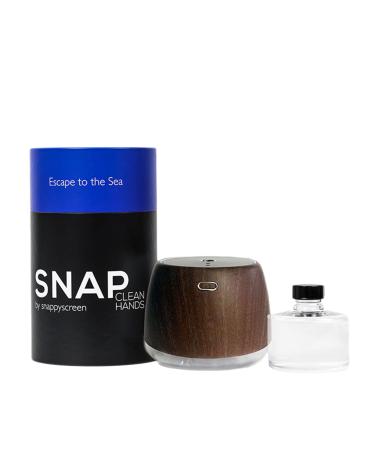 SnappyScreen SNAP Wellness Touchless Mist Hand Sanitizer Device (Woodgrain) + Cartridge (Escape to the Sea - Coconut and Sea Salt)