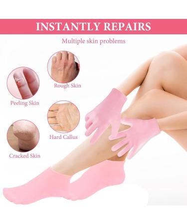 Moisturising Socks and Gloves Set 2PCS Silicone Sock and Gloves for Women Spa Gel Socks Hand Foot Care Pedicure Sock Anti Slip Aloe Socks for Repairing Dry Cracked Hands Feet Heels - Buy Online on GoSupps.com