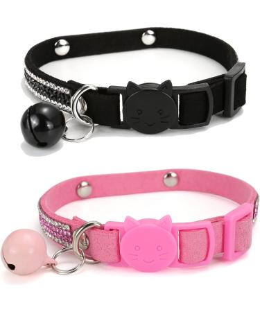 Mogokoyo Personalized Reflective Cat Neck Band - Adjustable Safety Collar with Name & Phone Number | 2-Pack (Black & Pink) - International Shipping - Buy Online on GoSupps.com
