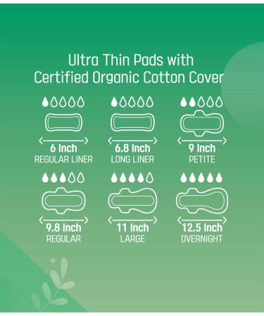 HAPPYZ Organic Cotton Cover Pads Ultra Thin with Wings for Women - Chlorine and Toxin-Free Natural Sanitary Napkins (Regular) - Buy Online on GoSupps.com