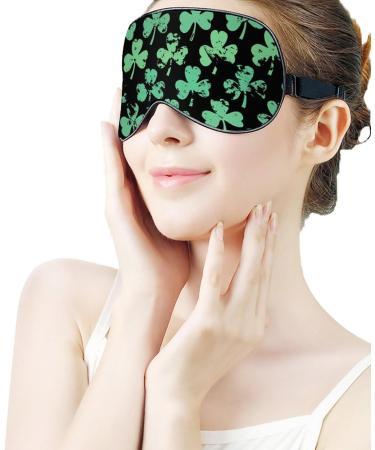 Retro Green Clover Pattern Sleep Mask - Adjustable Strap Eye Cover for Blocking Light, Ideal for Travel, Naps - Men and Women - Buy Online on GoSupps.com