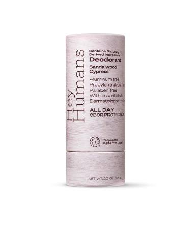 Hey Humans Deodorant Aluminum Free Deodorant for Women and Men Contains Naturally Derived Ingredients All Day Odor Control Refreshing Deodorant Essential Oils Sandalwood Cypress Sandalwood Cypress 2 Ounce (Pack of 1)