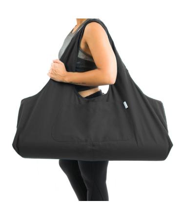 Yogiii Large Yoga Mat Bag | The ORIGINAL YogiiiTotePRO | Large Yoga Bag or Yoga Mat Carrier with Side Pocket | Fits Most Size Mats Obsidian Black