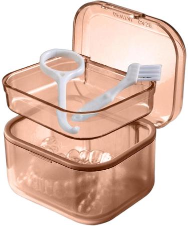 Buy Nakylucy Prosthesis Case | Multifunctional Holding Container for Retainers Mouth Guards & False Teeth - Sieve & Night Cleaner Bath Box in Apricot - Buy Online on GoSupps.com