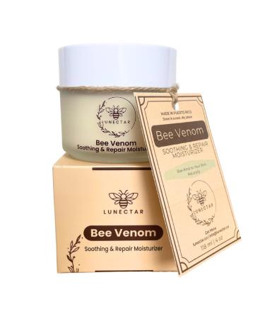 Lunectar Organic Bee Venom Soothing & Repair Moisturizer - Anti-Aging Face Cream with Bee Venom Aloe Vera Niacinamide and Squalane - For Fine Lines Wrinkles and Redness - 4 oz